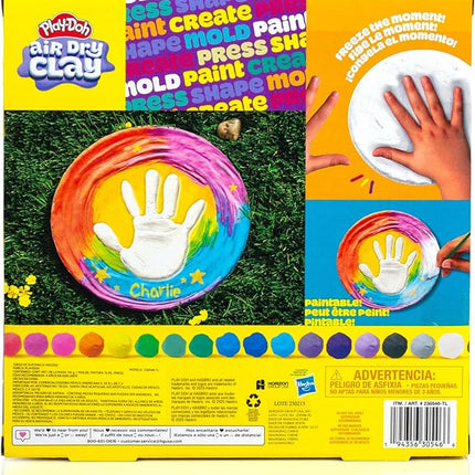 Play-Doh Air Dry Handprint Stone, Includes Reusable Mold, 5 Acrylic Paints, & 5 oz. of Paintable White Clay, Kids Craft Kit, Crafts for Kids Ages 4-8, Art Supplies for Craftrooms and Classrooms