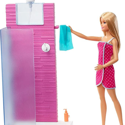 Barbie Doll & Furniture Set, Bathroom with Working Shower