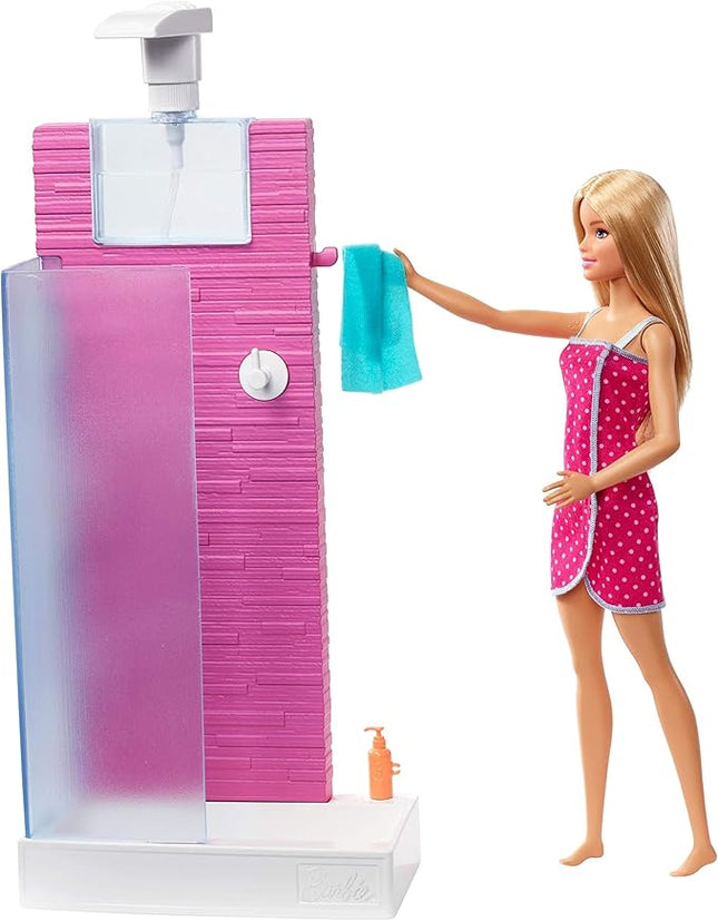 Barbie Doll & Furniture Set, Bathroom with Working Shower