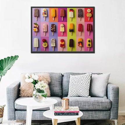 Various Types Shapes of Popsicles Jigsaw Puzzle，Cool Summer Popsicles 1000 Pieces Jigsaw Puzzles for Adults，27 x 20 Inches Puzzles ，HD Quality Colorful Puzzle Gift，Family Activity for Game Night