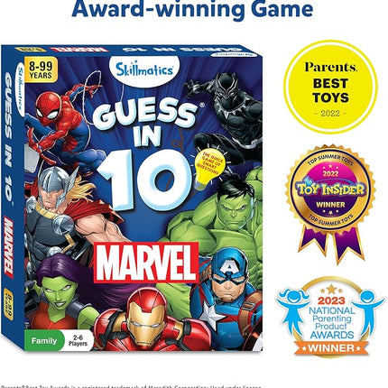 Skillmatics Guess in 10 Marvel, Card Games, Stocking Stuffers for Boys, Girls, Kids, Teens, Adults Who Love Avengers, Spiderman, Iron Man, Travel Toys, for Ages 8, 9, 10 and Up