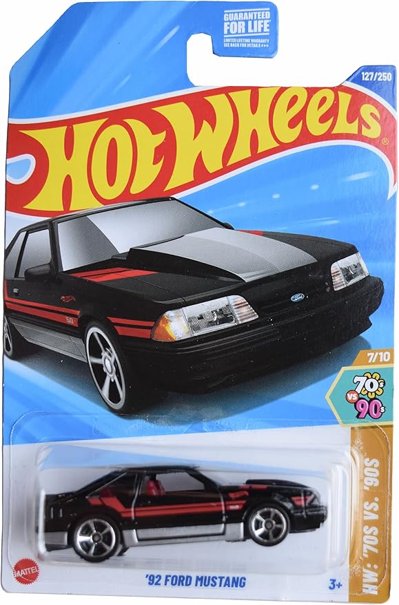 Hot Wheels '92 Ford Mustang, HW '70 vs '90 7/10 [Black] 127/250