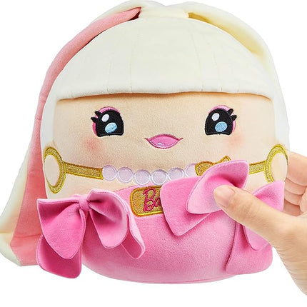 Barbie Cuutopia Plush, 10-inch Soft Pillow Doll with Iconic Look, Plus Tactile Felt Pink Bows & Long Ponytail, Collectible Toy