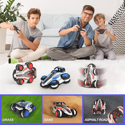 Remote Control Stunt Car, 360° Spin and Drift rc car,4WD Off-Road with Lights and Music, Upright Walking RC Cars, Stunt Deformation car Toys for Present for Ages 6-13 boy Girl
