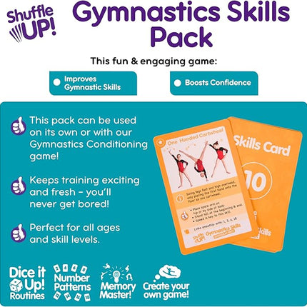 Shuffle Up Gymnastics Games Skills Pack - Family Games with 22 New Fun & Active Skills Cards for Kids, Gymnastics Equipment for Kids, Gymnastics Gifts for Girls & Boys
