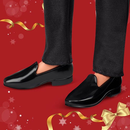 Barbie Signature 2025 Holiday Light Brown Hair Ken Collectible Fashion Doll Wearing Full Suit with Golden Jacket in Displayable Packaging & Doll Stand