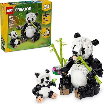 LEGO Creator 3 in 1 Wild Animals Panda Family - Building Toy Kit for Kids with 3 Building Options, Panda, Penguin, or Orca - 8 Year Old Girl & Boy Birthday Gifts - 31165