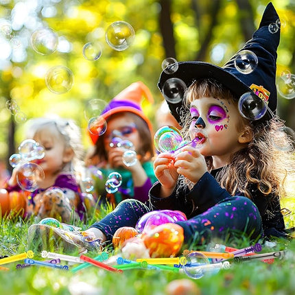 500PCS Halloween Party Favor, Halloween Bubble Wands for Kids, Halloween Trick or Treat Toys, Goodies Bag Fillers, Pinata Fillers, Mini Bubble Wands for Party Supplies