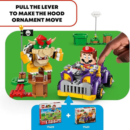 LEGO Super Mario Bowser’s Muscle Car Expansion Set, Collectible Bowser Toy for Kids, Gift for Boys, Girls and Gamers Ages 8 and Up, 71431