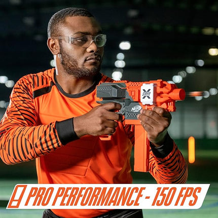 NERF Pro Stryfe X Dart Semi-Auto Blaster, Rechargeable LiPo Battery, 30 AccuStrike Half-Length Darts, 15-Dart Magazine, 150 FPS, Eyewear, 14+ (Amazon Exclusive)