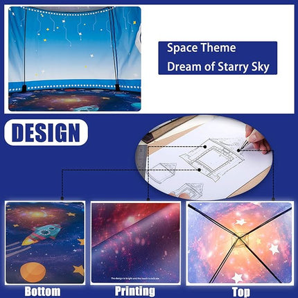 Play Tent for Kids Pretend Playhouse Indoor Outdoor Games Party Children Pop Up Foldable Tent Birthday Toy for Boys Girls Toddler Baby Playroom Gift, Rocket Ship Spaceship Space Themed