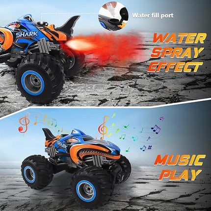 1:16 Remote Control Car, 2.4 GHz All Terrain Remote Control Monster Truck, RC Truck 2 Rechargeable Batteries for 80 Mins Play, Spray Remote Control Car for Boys 8-12 and Girls or Adult, MK724A