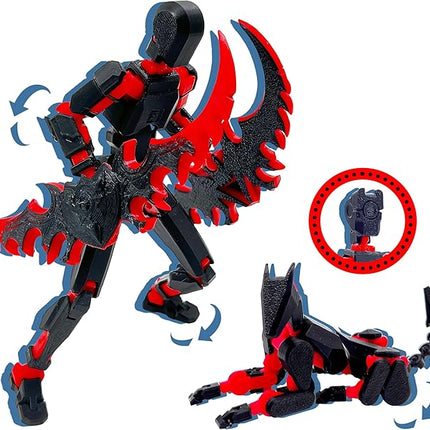 (Assembly Completed) T13 Action Figure Set, 3D Printed Toys Robo 13 Action Figure,Dummy 13 Titan 13 Action Figure (Black Red + Dog)