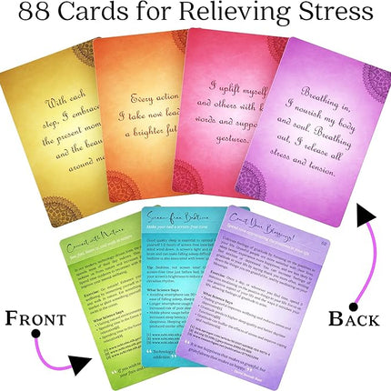 Asana Moon Stress Relief & Self Care Cards with Positive Affirmations - Calming Anti Anxiety Gift with Meditations