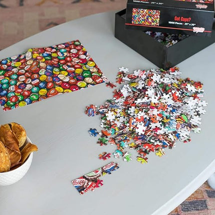 Got Caps? Soda Bottle Cap Puzzle for Adults and Kids | Difficult 1000 Piece Jigsaw Puzzle Toy | Fun Quarantine Gift | Interactive Brain Teaser Challenge for Game Night | 29 x 20 Inches