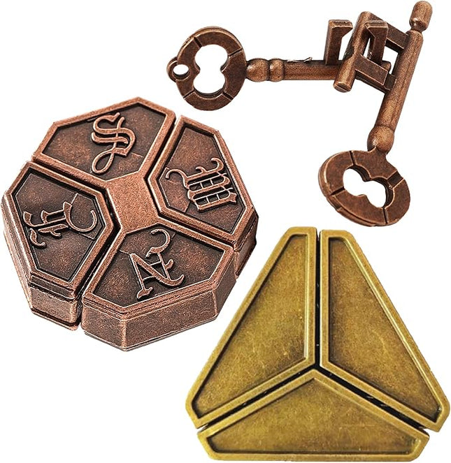 Metal Brain Teasers Puzzles for Kids and Adults 3 PCS Unlock Interlocking Puzzles IQ Logic Test Disentanglement Educational Toy for Kids Adults