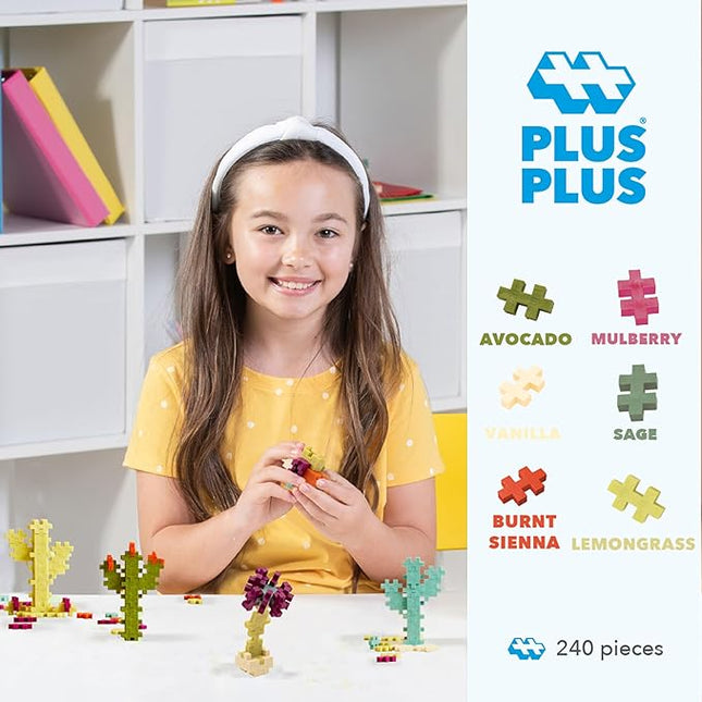 Plus Plus 240 Piece Interlocking Building Blocks for Kids, Open Ended Connecting Toys, Stem Bin Classroom Mini Manipulatives - Botanica Mix Play Tube