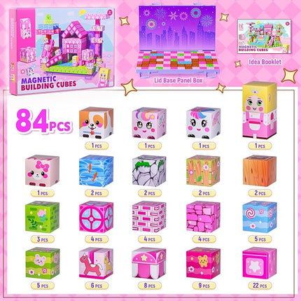 Magnetic Blocks, Magnetic Building Blocks,STEM Constructions Magnet Blocks for Kids, Boys and Girls Age 3+ Years Old, Building Toys Gifts for Kids 84PCS 1" Large Size