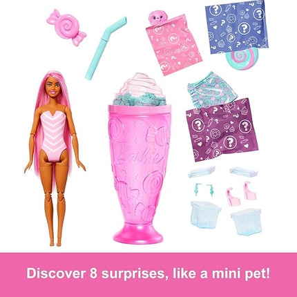 Barbie Pop Reveal Series Fashion Doll & Accessories Set, Treat Series, Sweet Swirl Theme with Pet, 8 Surprises Include Color Change