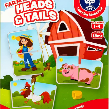 ORCHARD TOYS, Farmyard Heads & Tails Game - New Art, A First Matching Activity That Develops Into a Fun Game, 24 Updated Chunky Cards, Age 18 Months+, 1-4 Players