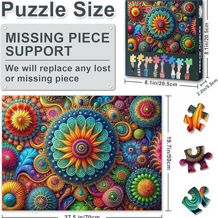 Puzzles for Adults 1000 Pieces - Vibrant Floral Abstract Art, Colorful Flowers Design with Premium Puzzle Board, Adult Jigsaw Puzzle 1000 Piece for Relaxation (27.5x19.7 in)