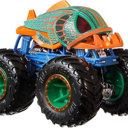 Hot Wheels Toy Monster Trucks Creature 3-Pack, Set of 3 Toy Trucks in 1:64 Scale: Shark Wreak, Piran-ahh & Mega-Wrex