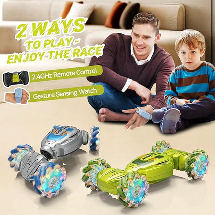 Gesture Sensing Stunt Remote Control Car - 2.4GHz 360° Rotating 4WD Transform RC Car, Birthday Gift for Boys 6 7 8+ Year Old