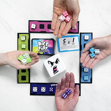 Educational Insights Dice of Fury - Fast-Paced Board Games for Adults, Teens, and Kids, Dice Games for Family Game Night, 2-4 Player Tabletop Party Game, Kids Ages 7+