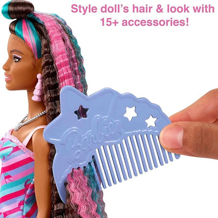 Barbie Totally Hair Doll, Butterfly-Themed with 8.5-inch Fantasy Hair & 15 Styling Accessories (8 with Color-Change Feature)