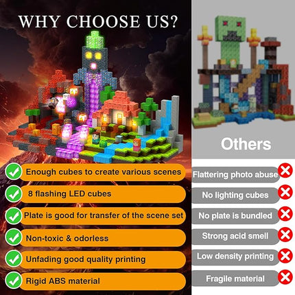 Magnetic Tiles Building Blocks for Kids Ages 3+, STEM Toys for Toddlers, 200PCS Magnetic Construction Set with Storage Bag, Educational Birthday Gifts for Boys & Girls (Volcano)