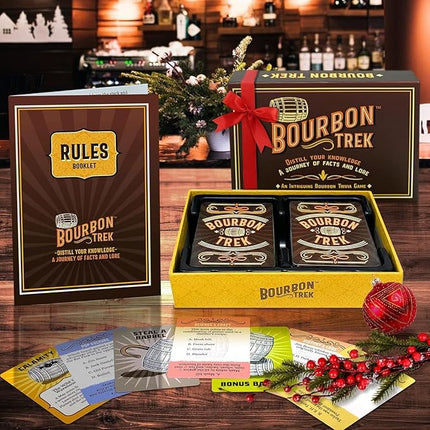 Bourbon Gifts for Men Unique Trivia Game Bourbon Trek for Whiskey Lovers | Whiskey Gifts for Men | Pop Culture, Science & History Trivia | Embark on a Journey of Old Fashioned Facts & Fun