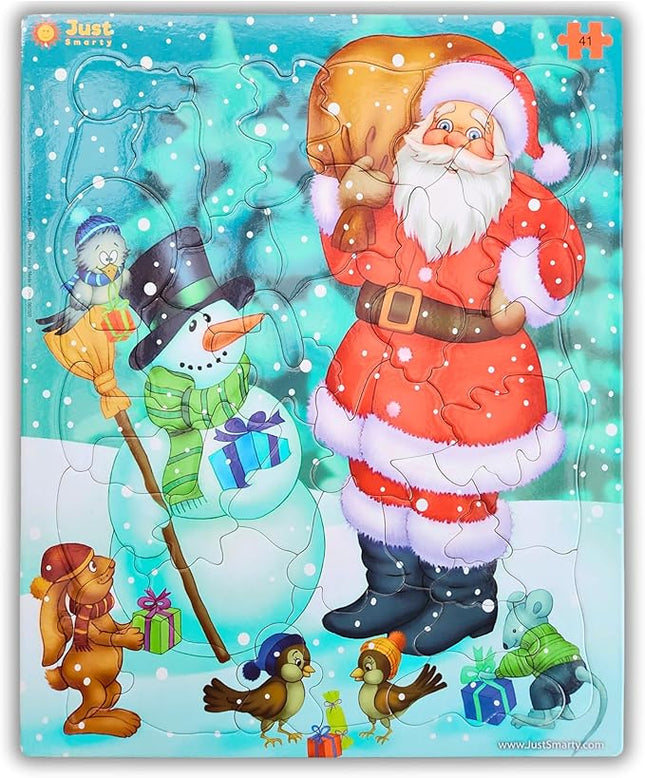 Just Smarty Santa Christmas Jigsaw Puzzle 41 Pieces for Kids Ages 4, 5, 6, 7, 8 with Fun Shapes and Tray. Fun Learning Educational Toy for Boys Girls in Pre-K, Kindergarten, First and Second Grade