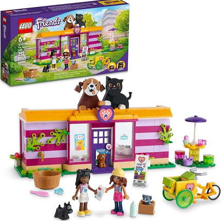 LEGO Friends Pet Adoption Café 41699 Building Toy - Collectible Animal Rescue Set with Olivia & Priyanka Mini-Dolls, Cat & Dog Figures, Creative Toys for Boys, Girls, and Kids Ages 6+
