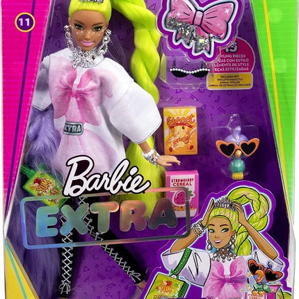 Barbie Extra Doll &Accessories with Neon Green Hair, Feather Boa & Pet Parrot