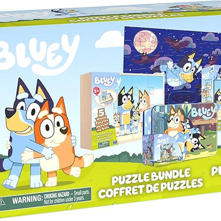 Bluey 11 Puzzle Bundle Set, 8- and 24-Piece Wood, Fuzzy, & Die-Cut Jigsaw Puzzles for Preschoolers and Kids