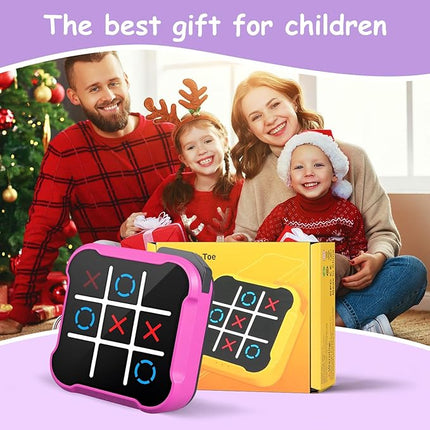 Tic Tac Toe Game, 4 in 1 Handheld Educational Game Machine, Electronic Tic Tac Toe Game for Education and Memory Growth, Home, Toy Board Game for Kids and Adults (Purple)