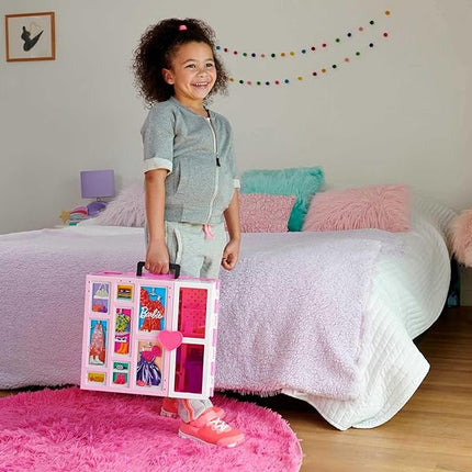 Barbie Dream Closet Playset with 35+ Doll Clothes & Accessories, Includes 5 Complete Looks, Pop-Up Second Level, Mirror & Laundry Chute