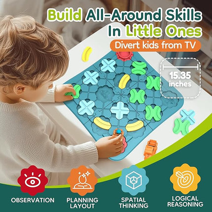 Kids Toys STEM Board Games - Logic Road Builder Brain Teasers Puzzles for 3 4 5 6 7 Year Old Boys Girls, Educational Montessori Birthday Gifts for Ages 4-8 Preschool Classroom Learning (29 PCS)