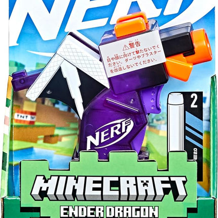 Nerf MicroShots Minecraft Ender Dragon Mini Blaster, Minecraft Dragon Mob Design, Includes 2 Official Elite Darts, Priming Handle