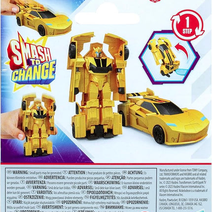 Transformers EarthSpark 1-Step Smash Changers Bumblebee 4-Inch Action Figure, Robot Toys for Boys and Girls 6 and Up