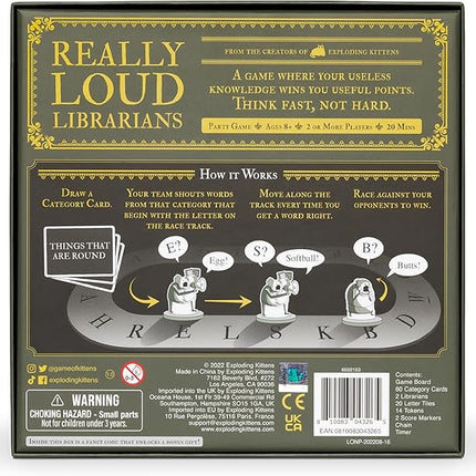Exploding Kittens Really Loud Librarians 2+ Players - Ages 8+ - 20 Minutes to Play - Fast Paced Word Shouting Board Game - Party Game, Family Game Night, Kid and Adult Card Game