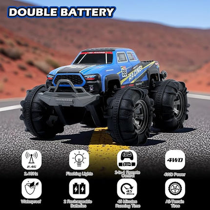 Waterproof Monster Truck Gesture RC Car, 4WD Amphibious Hand Controlled Remote Control Toy for Kids, All-Terrain Off-Road Vehicle for Boys Ages 6-7 8 9 10 11 12 Year Old, Present