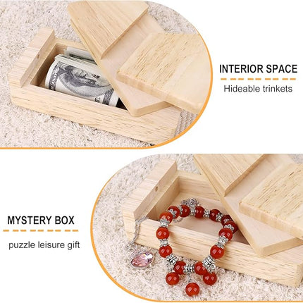 Impossible Puzzle Box Secret Money Box Mini 3D Brain Teaser Toy Cash Card Boxes Surprise Wooden Magic Box