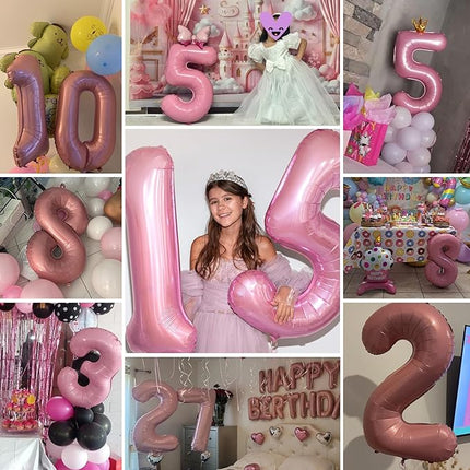 Smlpuame Pastel Pink 4 Balloons, 40 Inch Large Light Pink Foil Number Balloons 0-10, Self-Sealing 4th Birthday Balloon for Girls Women Anniversary Baby Shower Princess Party Decorations Supplies