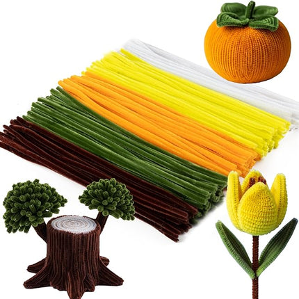 Caydo 200 Pieces Yellow Pipe Cleaners Craft Chenille Stems for DIY Art Creative Crafts Party Valentine's Day Decorations (12 Inch x 6 mm)