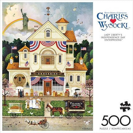 Buffalo Games - Charles Wysocki - Lady Liberty's Independence Day Enterprising - 500 Piece Jigsaw Puzzle for Adults -Challenging Puzzle Perfect for Game Nights