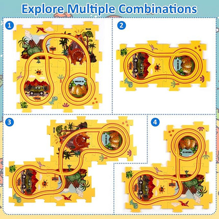 VESPRO 4 Series Toddler Car Track Set, 68PCS Kids Car Track Play Set, Educational Puzzle Toys for Kids Ages 3+ Boys and Girls