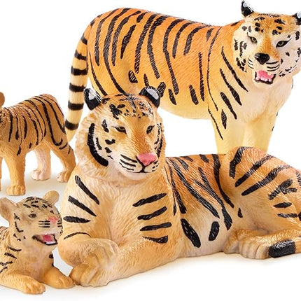 Terra by Battat – 4 Pieces Tiger Family – Realistic Plastic Safari Animals for Kids – Educational Animal Figures – Jungle & Zoo Toy Animals – Imaginative Play – 3+ Years