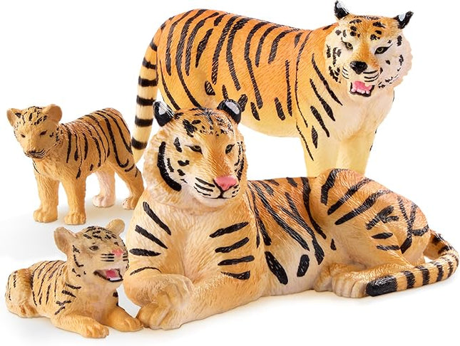 Terra by Battat – 4 Pieces Tiger Family – Realistic Plastic Safari Animals for Kids – Educational Animal Figures – Jungle & Zoo Toy Animals – Imaginative Play – 3+ Years