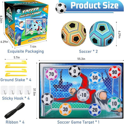 VATOS Toy Soccer Ball Game Set for Boys and Girls, Indoor Outdoor Backyard Toss Soccer Goal Game with 2 Balls, 1 Flannel Target, Soccer Toys for 3-5 6-8 8-12 Years Old Kids Birthday
